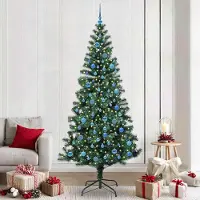 vidaXL "Schlussverkauf" Künstlicher vorbeleuchteter Weihnachtsbaum(1 pc) - Kunstbaum/Tannenbaum - Grün 240 cm C7748