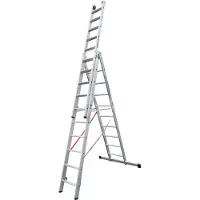 Euroline Premium 30777 Stufen Mehrzweckleiter mit Wandlaufrollen 3-teilig 3x10 Stufen