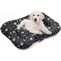 BOUTIQUEZOO BOUTIQUE ZOO Hundebett Große M: 80 x 65 cm | Wasserfest Hundematratze für Hunde | Hundematte für groß und klein | Codurastoff | Waschbar | In und Outdoor | Farbe: Schwarz mit Weiß Muster | Hundesofa