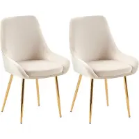 CLP 2er SetEsszimmerstuhl Elmira creme Material Gestell Metall gold