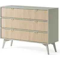 Masseno Kommode FORESTA 106 cm Sideboard mit 3 Schubladen für Wohnzimmer Schlafzimmer Modern 106x38x80 cm Hellgrün / Kieferfarben