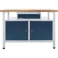 Proregal Werkbank Rhino mit Einzelschublade + 2 Türen | HxBxT 84x120x60cm | Traglast 300kg | Lichtgrau/Anthrazitgrau