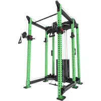 ATLETICA R8 Alpha | Power Rack | Squat Rack & Kabelzug | 180kg Steckgewichte für Cable Cross, Latzug, Rudern| Klimmzugstange, J-Hooks | Electric Green