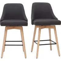 Miliboo - Barhocker HASTA skandinavisches Design dunkelgrauer Bezug H65 cm (2er-Set)