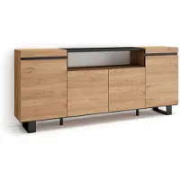 Skraut Home Sideboard, Highboard, 200x35x87cm, 4 Türen, Industriedesign, Eiche farbe