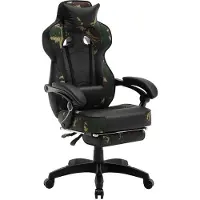 Woltu Gaming Stuhl Racing Stuhl Bürostuhl Chefsessel mit Kopfstütze und Lendenkissen, mit Fußstütze, Kunstleder+Stoff, Camouflage