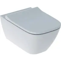 Geberit Smyle Set, Wand-WC, eckig, Tiefspüler, geschlossenes Keramikdesign, Rimfree, mit WC-Sitz, überlappender Deckel, weiß, 1 Stk.