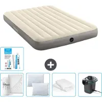 Intex Luftbett – 2 Personen – 152 x 203 x 25 cm – Beige – im Lieferumfang enthalten Spannbettuch - Küssen - Pumpe - Reperaturset en Kissenschutz