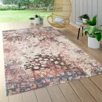 Paco Home Outdoor Teppich Wetterfest Balkon Wohnzimmer Küche Vintage Abstrakt Beige Rosa Grösse 80x150 cm