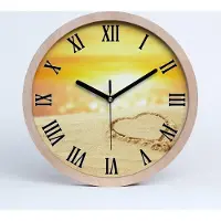 Tulup Holzuhr 30fi cm wanduhr - schwarze Spitzen - Herz in den Sand