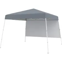 Goplus Pop-up Pavillon 3 x 3 m, Faltpavillon mit 1 Seitenwand, Sonnenschutz, 4 Erdnägel, Tragetasche, faltbarer Gartenpavillon für Party (Grau)