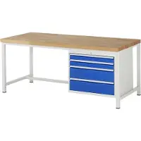 RAU Werkbank mit 4 XL Schubladen - Teilauszug - 90:2 / 180:2 - 840 x 2.000 x 900 mm (HxBxT) - Traglast 1.250 kg - Buche