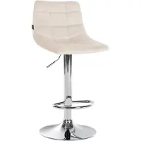 DELUKE Barhocker DUBAI - Creme, Samt, Chrom | Barhocker mit Lehne Barstuhl Tresenhocker Tresenstuhl Kneipenhocker Kneipenstuhl