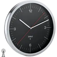 Blomus Crono Funkuhr, Wanduhr, Uhr, mit Zifferblatt, Edelstahl Matt, Klarglas, Schwarz, Ø 30 cm, 65437