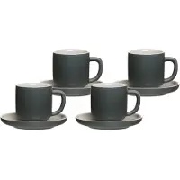 Ritzenhoff & Breker Tasse "Espressotassen mit Untertassen Jasper 100 ml 4er Set", grau, B:2cm H:2cm Ø:10,5cm, Keramik, Trinkgefäße, Tasse, Spülmaschinengeeignet