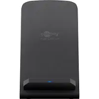 Goobay Wentronic Kabellose Schnellladestation 10 W (schwarz), 1 m - Tischständer für Smartphones mit integrierter kabelloser Schnellladetechnik für Smartphones mit Qi-Standard