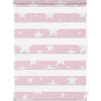 Lichtblick Duo Rollo Klemmfix, ohne Bohren, blickdicht, Sterne Rosa, 60 cm x 150 cm (B x L)