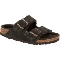 Birkenstock Uni Sandale Arizona Shearling - Veloursleder, Lammfell, schmal Braun EUR 36