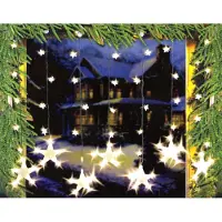 Mendler LED Lichtervorhang Sternenvorhang Lichterkette Sterne Deko 7 große, 32 kleine Sterne
