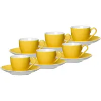 Ritzenhoff & Breker DOPPIO Espressotasse mit Untertasse 80 ml 6er Set gelb