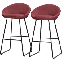 ML-Design Barhocker 2er Set Rot Stoffbezug 75 cm hoch Gepolsterte Barstühle mit Metallgestell Rückenlehne & Fußstütze Küchenstühle Bistrohocker