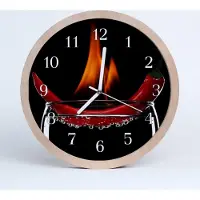 Tulup Holzuhr 20fi cm wanduhr - Chili Küche Feuer