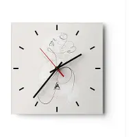 ARTTOR Wanduhr - Quadrat - Glasuhr - Frau eins Linie - 40x40cm - Schleichendes Uhrwerk - Lautlos - zum Aufhängen bereit - Dekoration Modern - Wanddekoration aus Glas - C3AC40x40-4576