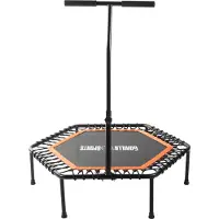 Gorilla Sports Fitness Trampolin - 6-Fach Höhenverstellbarer Haltegriff, Leise Gummiseilfederung, 77cm Sprungfläche, bis 100kg Belastbar, Orange - Fitness-Trampolin, Jumping Fitness, Indoor/Outdoor