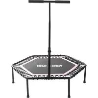 Gorilla Sports Fitness Trampolin - 6-Fach Höhenverstellbarer Haltegriff, Leise Gummiseilfederung, 77cm Sprungfläche, bis 100kg Belastbar, Rosa - Fitness-Trampolin, Jumping Fitness, Indoor/Outdoor