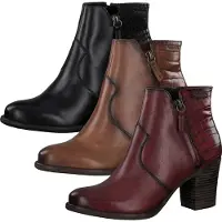 Tamaris Damen Stiefeletten Blockabsatz Leder 1-25338-25, Größe:37 EU, Farbe:Schwarz