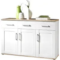 HBZ-Meble Sideboard - Sibiu Lärche Nachbildung - Weiß - B 140 cm - 3 Türen - 3 Schubladen