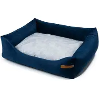 Rexproduct Frida – Nachhaltiges Hundebett und Katzenbett mit hohen Seiten, waschbar & wasserabweisend, Marine blau und grau Größe XL