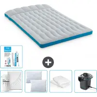 Intex Campingmatte – 2 Personen – 127 x 193 x 24 cm – Blau – im Lieferumfang enthalten Spannbettuch - Küssen - Pumpe - Reperaturset en Kissenschutz