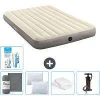Intex Luftbett – 2 Personen – 152 x 203 x 25 cm – Beige – im Lieferumfang enthalten Spannbettuch - Küssen - Pumpe - Reperaturset en Kissenschutz
