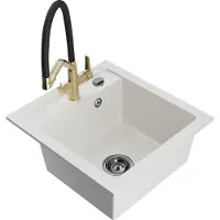 Mexen Vito 1-Becken-Granitspüle mit Mischbatterie Duo, Weiß - 6503-20-671701-57-B
