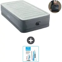 Intex Luftbett - 1 Person - 99 x 191 x 46 cm - Grau - Inklusive Pumpe - Reperaturset