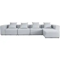 HOME DELUXE - Sofa VERONA - Hellgrau, Größe: XL - ca. 414 x 70 x 207 cm, Sitzhöhe: 46 cm, Sitztiefe: 80 cm, inkl. Kissen I Modulares Sofa Modulsofa Ecksofa Wohnlandschaft