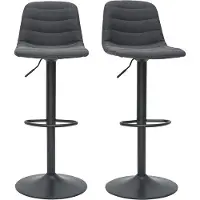 Miliboo - Höhenverstellbare, um 360° drehbare Barhocker aus Stoff und dunkelgrauem Metall (2er-Set) SAURY
