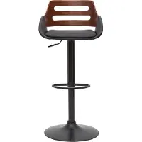 Miliboo - Design-Barhocker höhenverstellbar schwarz und Walnuss PERNIK