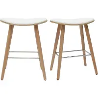 Miliboo - Barhocker helles Holz Polyurethanweiß 65 cm (2er-Set) MEADOW