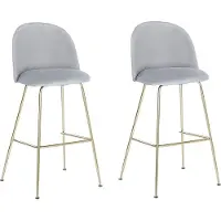 Beliani Trendy Barstuhl Grau Gold Samtstoff Metall Glamour Look Modern Esszimer Wohnzimmer