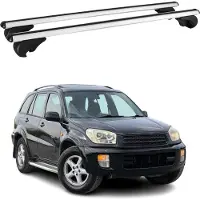 Omtec Dachträger Grundtäger für Toyota RAV4 2000-2005 75kg Aluminium Silber 2 tlg