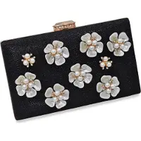 Steuer Modeschmuck Abendtasche Perlen, Glassteine mit Blumenzierde