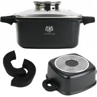 Karl Hausmann Granittopf 2,3L Antihaft Quadrat Aromaknopf Bräter Bratentopf +Silikongriffe
