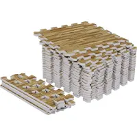 Gorilla Sports Bodenschutzmatte - Set, 18 Stücke, 30x30cm, EVA, Rutschfest, Holzoptik - Bodenmatte, Schutzmatte, Puzzlematte, Fitness Unterlegmatte