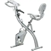HOMCOM Heimtrainer, faltbar, Heimtrainer für Erwachsene, 8 Stufen magnetischer Widerstand, Handpulssensoren, Multifunktions-LCD-Bildschirm, verstellbarer Sattel, Stahl, Silbergrau