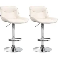 DELUKE Barhocker 2er Set TAMPA - Creme, Kunstleder, Chrom | Barhocker mit Lehne Barstuhl Tresenhocker Tresenstuhl Kneipenhocker Kneipenstuhl