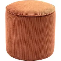 Miliboo - Runder Pouf aus geripptem Samt in verbrannter Erde D40 cm PAUL