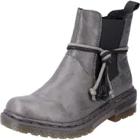 Rieker Damen Stiefelette Stretcheinsatz Reißverschluss transparente Sohle 78272, Größe:42 EU, Farbe:Grau