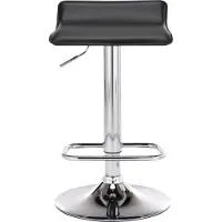 TPFLiving 2er Set Barhocker Dynasty One Gestell Metall in Chromoptik Kunstleder Schwarz